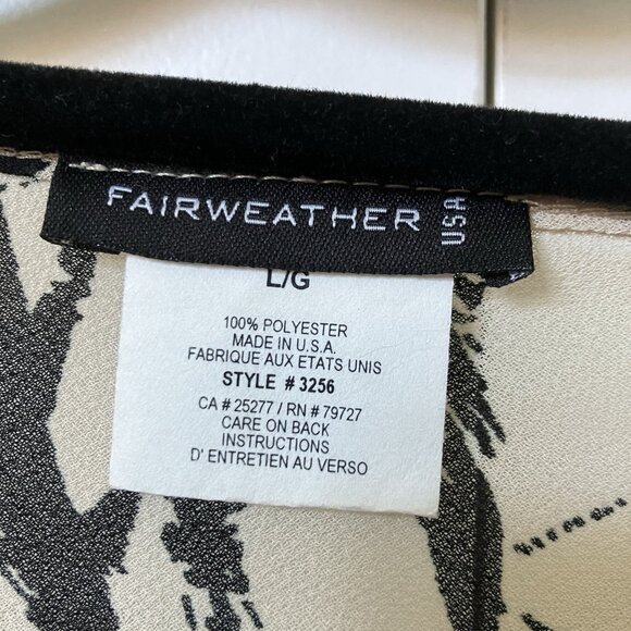 Y2K Fairweather Flutter Sleeve Blouse Womens L Sheer Chiffon Palm Floral Made US - Picture 3 of 7